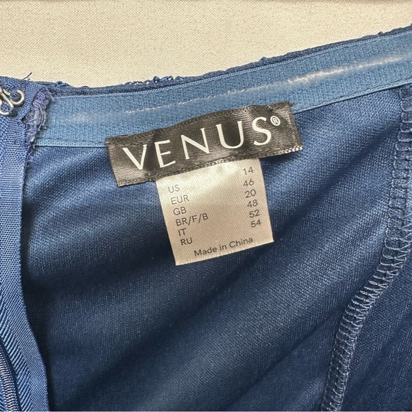 VENUS Navy Blue Lace Sequin Cocktail Dress US 14 - Picture 3 of 7